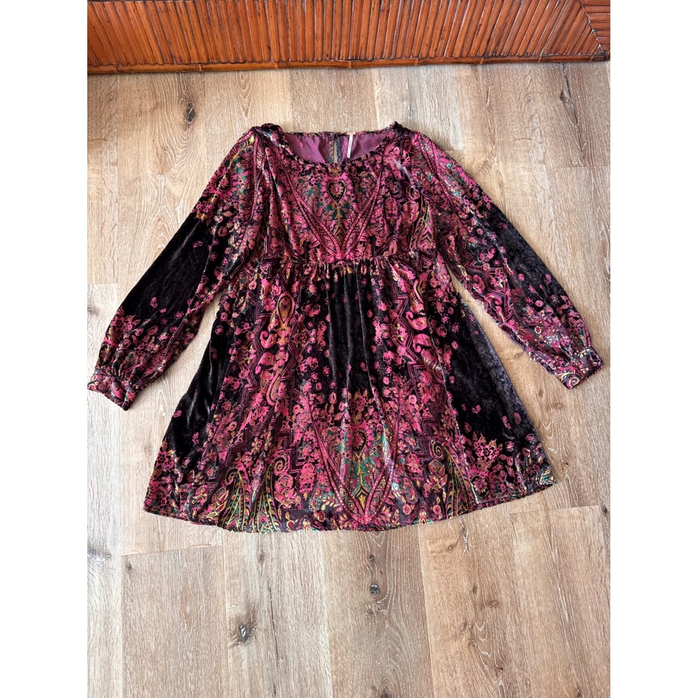 Free People Velvet Paisley Mirror Mirror Mini Dress Size S